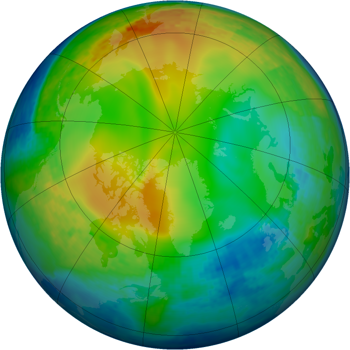 Arctic ozone map for 29 December 2003